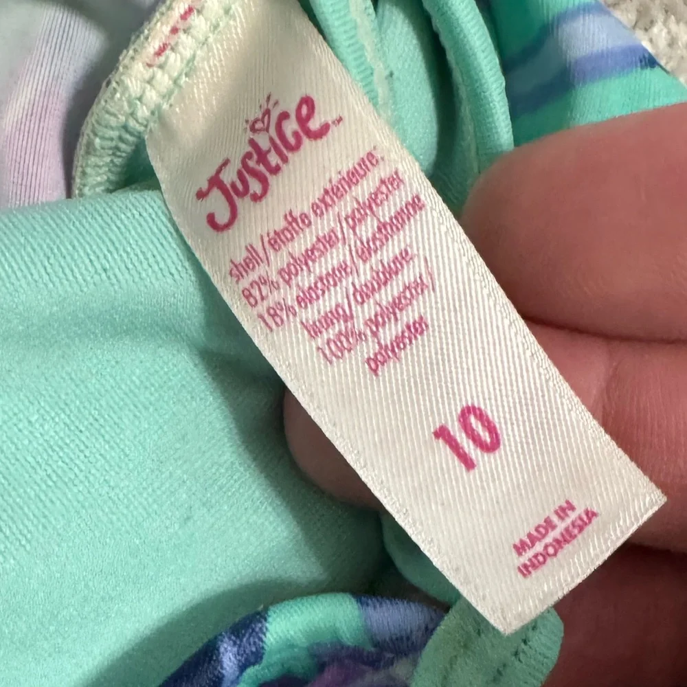 Justice Zigzag Kids Bikini - Aqua and Lavender Girls Size 10